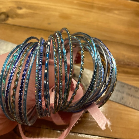 Bangles Set Blue & Gold Bracelets - Picture 5 of 9